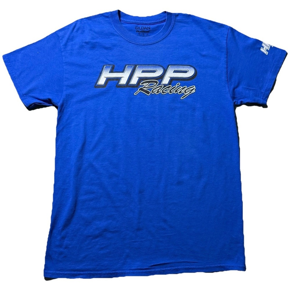 HPP Racing Motorsports Graphic T‎ Shirt Mens M Blue Double Sided Tee